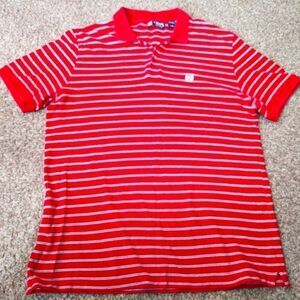 Chaps Men's Striped Ss Polo Size Medium Red/White
